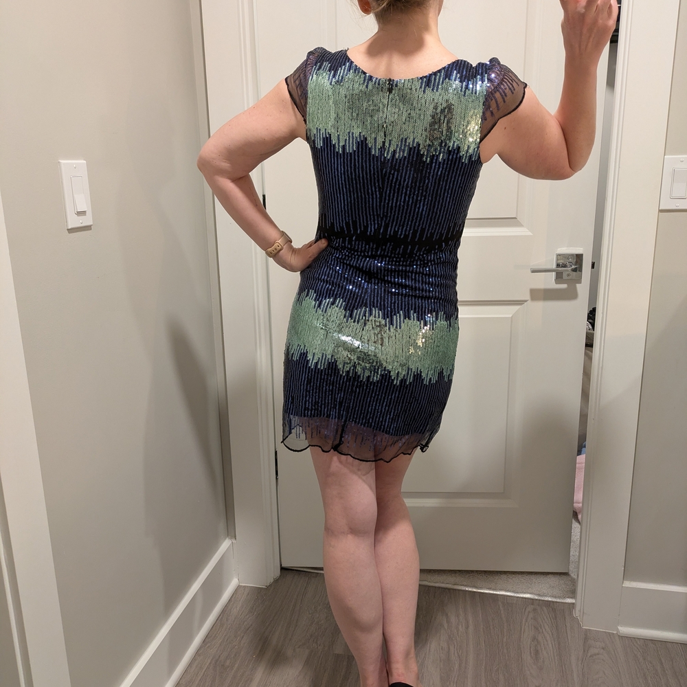 Charlotte Russe Blue and Green Sequin Mini Dress - Picture 4 of 8